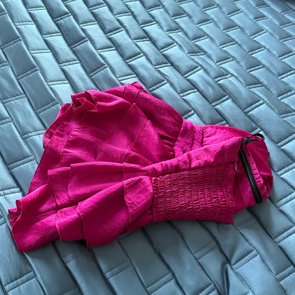 Fuchsia Strapless Ruffle Top - image 4